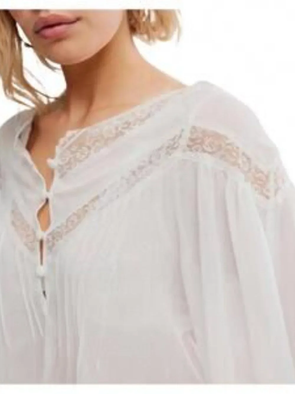 Free People Bali Midnight Rain Lace Top Romantic Bohemian Lace White NWT L - Picture 4 of 5